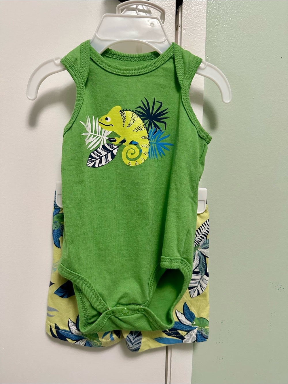 Green Chameleon Tank Bodysuit & Shorts Set 3-6 month